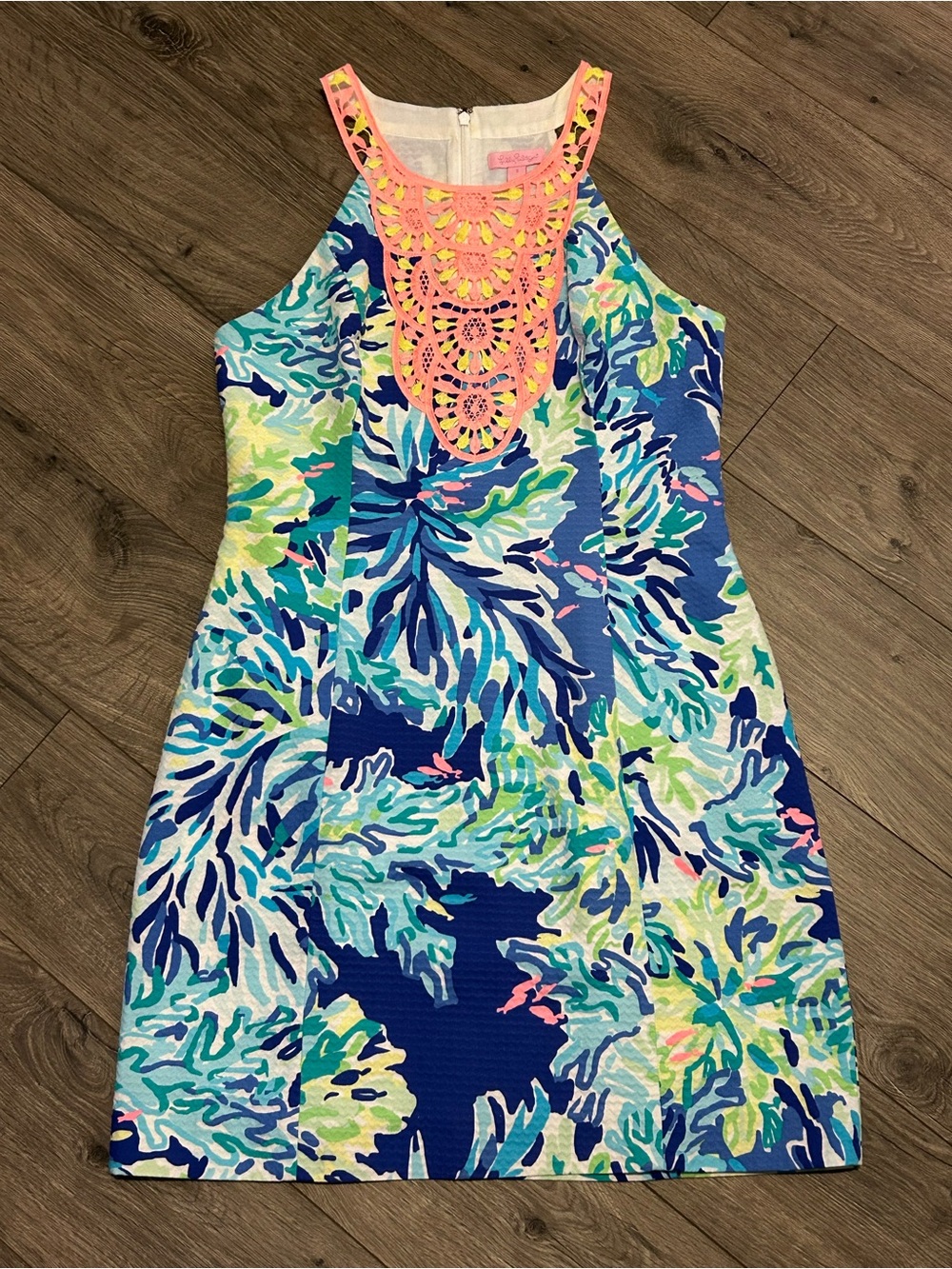Lilly Pulitzer Blue Teal Pink Coral Floral Mini Dress